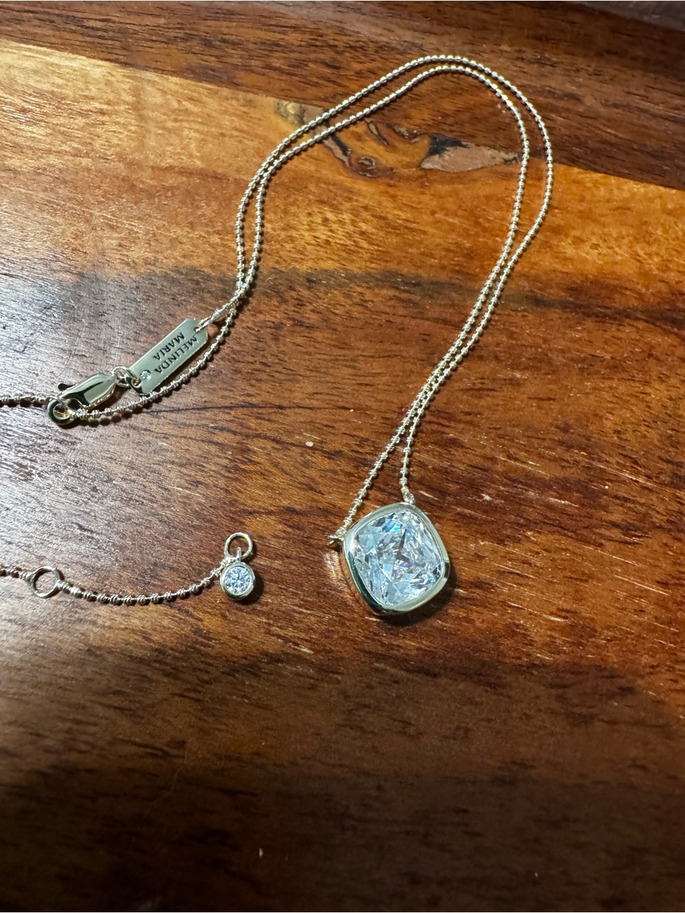 Melinda Maria Gold Diamonette Solitaire Adjustable Necklace New No Tags with Bag